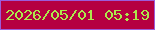 文字の大きさ：1、枠の色：9c5cda、背景の色：b50041、文字の色：ace94c 無料ブログパーツのブログ時計