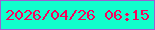 文字の大きさ：4、枠の色：9c5fd2、背景の色：11ffcc、文字の色：f9025c 無料ブログパーツのブログ時計