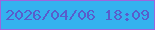 文字の大きさ：4、枠の色：9c65de、背景の色：34b2ef、文字の色：585dcc 無料ブログパーツのブログ時計