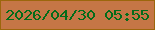 文字の大きさ：2、枠の色：9c660c、背景の色：c57646、文字の色：036c1a 無料ブログパーツのブログ時計