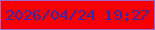 文字の大きさ：3、枠の色：9c69ca、背景の色：f70004、文字の色：3827ab 無料ブログパーツのブログ時計