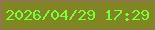 文字の大きさ：1、枠の色：9c6d6d、背景の色：808621、文字の色：7afe3b 無料ブログパーツのブログ時計
