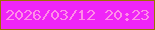 文字の大きさ：1、枠の色：9c7001、背景の色：ef25f7、文字の色：ff8de8 無料ブログパーツのブログ時計