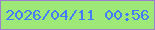 文字の大きさ：5、枠の色：9c80cc、背景の色：9ee878、文字の色：437cfa 無料ブログパーツのブログ時計