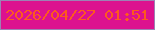 文字の大きさ：1、枠の色：9c82b4、背景の色：dc128f、文字の色：fd5a1e 無料ブログパーツのブログ時計