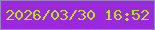 文字の大きさ：3、枠の色：9c82c5、背景の色：9a29db、文字の色：b9e419 無料ブログパーツのブログ時計