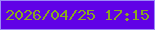 文字の大きさ：5、枠の色：9c89f8、背景の色：6002e6、文字の色：89a81f 無料ブログパーツのブログ時計