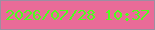 文字の大きさ：3、枠の色：9c8ea2、背景の色：e96b98、文字の色：4dff1d 無料ブログパーツのブログ時計