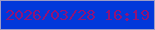 文字の大きさ：2、枠の色：9c9cc6、背景の色：0238da、文字の色：901377 無料ブログパーツのブログ時計