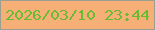 文字の大きさ：1、枠の色：9c9f90、背景の色：f7af78、文字の色：67bc32 無料ブログパーツのブログ時計