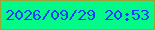 文字の大きさ：1、枠の色：9ca437、背景の色：02fa89、文字の色：1a40f7 無料ブログパーツのブログ時計