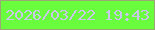 文字の大きさ：5、枠の色：9ca776、背景の色：69fd3d、文字の色：cbc9e9 無料ブログパーツのブログ時計