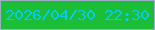 文字の大きさ：2、枠の色：9cacc2、背景の色：1cbe38、文字の色：07ccf2 無料ブログパーツのブログ時計