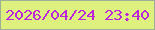 文字の大きさ：3、枠の色：9caf96、背景の色：def07e、文字の色：bc26da 無料ブログパーツのブログ時計
