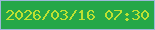 文字の大きさ：2、枠の色：9cb8d9、背景の色：25a748、文字の色：bde132 無料ブログパーツのブログ時計