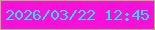文字の大きさ：2、枠の色：9cbf71、背景の色：f90eda、文字の色：19e7f4 無料ブログパーツのブログ時計