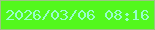 文字の大きさ：1、枠の色：9cc582、背景の色：53f81c、文字の色：96fecc 無料ブログパーツのブログ時計