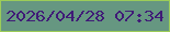 文字の大きさ：2、枠の色：9ccc58、背景の色：669781、文字の色：401b77 無料ブログパーツのブログ時計