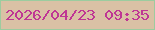 文字の大きさ：4、枠の色：9ccc9f、背景の色：dac1a5、文字の色：bf3694 無料ブログパーツのブログ時計