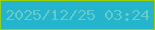 文字の大きさ：2、枠の色：9ccf00、背景の色：25b4cd、文字の色：65cbc6 無料ブログパーツのブログ時計