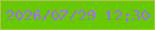 文字の大きさ：1、枠の色：9cd13b、背景の色：66c901、文字の色：a666ff 無料ブログパーツのブログ時計