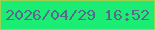 文字の大きさ：3、枠の色：9cd24f、背景の色：1bec73、文字の色：586989 無料ブログパーツのブログ時計