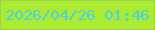 文字の大きさ：1、枠の色：9cd34d、背景の色：abec32、文字の色：4dcfdf 無料ブログパーツのブログ時計