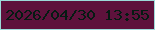 文字の大きさ：1、枠の色：9cdbd9、背景の色：5e123c、文字の色：051b13 無料ブログパーツのブログ時計