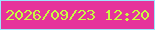 文字の大きさ：4、枠の色：9ce4fd、背景の色：e6339b、文字の色：c8fb40 無料ブログパーツのブログ時計