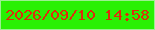 文字の大きさ：3、枠の色：9cef91、背景の色：29f004、文字の色：de2c0c 無料ブログパーツのブログ時計