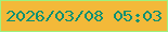文字の大きさ：5、枠の色：9cf280、背景の色：f3b939、文字の色：079073 無料ブログパーツのブログ時計