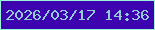 文字の大きさ：5、枠の色：9cf5d7、背景の色：3c03ae、文字の色：90cdd7 無料ブログパーツのブログ時計