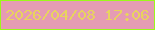 文字の大きさ：1、枠の色：9cf81a、背景の色：e59cb3、文字の色：e8d35e 無料ブログパーツのブログ時計