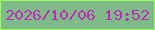 文字の大きさ：2、枠の色：9cfc56、背景の色：7fbb88、文字の色：bd2dbc 無料ブログパーツのブログ時計