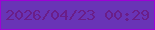 文字の大きさ：4、枠の色：9d02d5、背景の色：6934b6、文字の色：6a1e89 無料ブログパーツのブログ時計