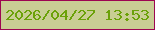 文字の大きさ：5、枠の色：9d0651、背景の色：c9ce94、文字の色：6ba109 無料ブログパーツのブログ時計