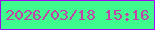 文字の大きさ：2、枠の色：9d09f0、背景の色：3ffa8c、文字の色：c441a8 無料ブログパーツのブログ時計