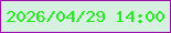 文字の大きさ：3、枠の色：9d0da9、背景の色：d6f1df、文字の色：26eb22 無料ブログパーツのブログ時計