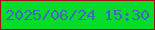 文字の大きさ：1、枠の色：9d0f19、背景の色：06da2b、文字の色：3e69bd 無料ブログパーツのブログ時計
