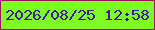 文字の大きさ：1、枠の色：9d135d、背景の色：80fa26、文字の色：3e199a 無料ブログパーツのブログ時計