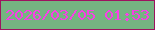 文字の大きさ：3、枠の色：9d135f、背景の色：75b481、文字の色：f83fe6 無料ブログパーツのブログ時計