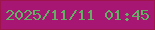 文字の大きさ：2、枠の色：9d154b、背景の色：a61672、文字の色：63af63 無料ブログパーツのブログ時計