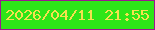文字の大きさ：3、枠の色：9d1690、背景の色：2ee518、文字の色：f5e14e 無料ブログパーツのブログ時計