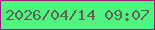 文字の大きさ：1、枠の色：9d1880、背景の色：4ff481、文字の色：5f6350 無料ブログパーツのブログ時計