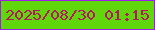 文字の大きさ：2、枠の色：9d1bec、背景の色：5fd70a、文字の色：b51860 無料ブログパーツのブログ時計