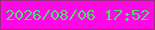 文字の大きさ：4、枠の色：9d2888、背景の色：ff08e3、文字の色：54d875 無料ブログパーツのブログ時計