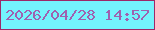 文字の大きさ：2、枠の色：9d2968、背景の色：73f4fd、文字の色：9f61b0 無料ブログパーツのブログ時計