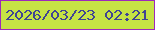 文字の大きさ：2、枠の色：9d29bc、背景の色：c6e345、文字の色：404493 無料ブログパーツのブログ時計