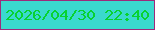 文字の大きさ：5、枠の色：9d2a7b、背景の色：3ad9ce、文字の色：07d230 無料ブログパーツのブログ時計