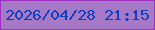 文字の大きさ：1、枠の色：9d30c1、背景の色：a579c6、文字の色：103ec3 無料ブログパーツのブログ時計